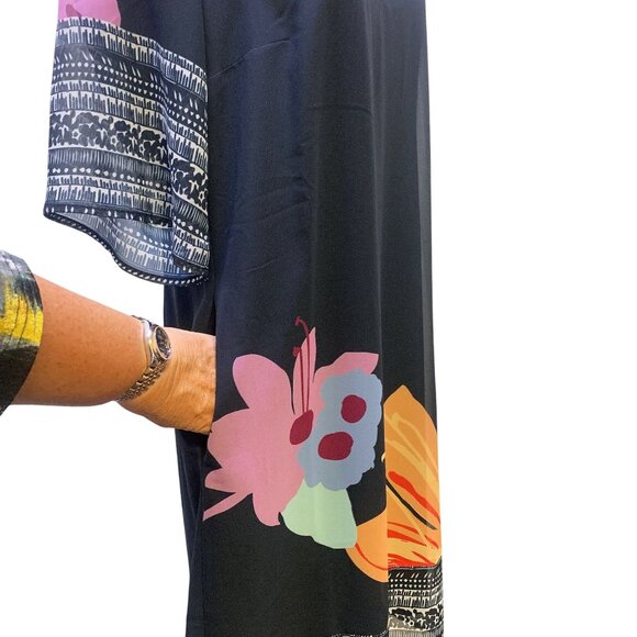 Soft Surroundings Navy & Multicolored Print Shift Dress w/Slip, Size Medium - Picture 5 of 7